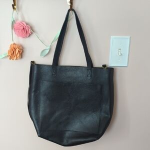 Madewell Black Leather Tote Bag